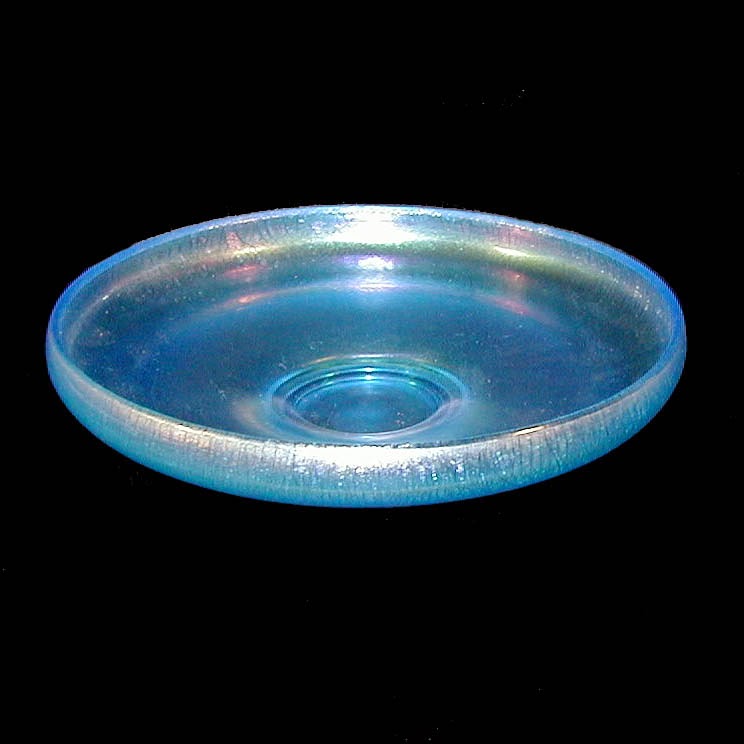 Blue Stretch Glass Footed Bowl