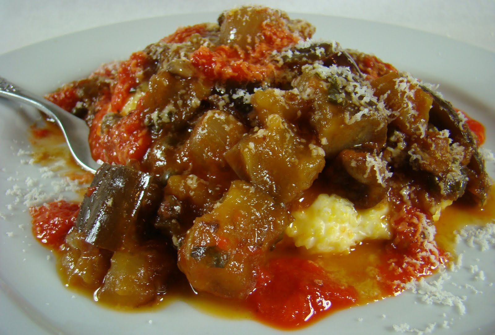 Adventures in food land Meatless Monday Tomato Eggplant Ragu over