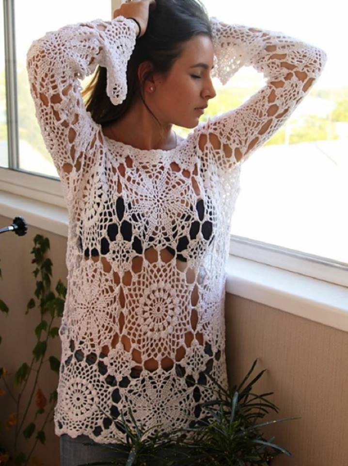 Tina's handicraft longsleeved crochet shirt