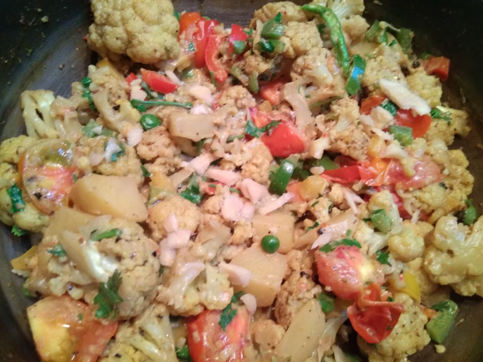 Jayanthi's Indian Recipes Cauliflower masala in coconut milk