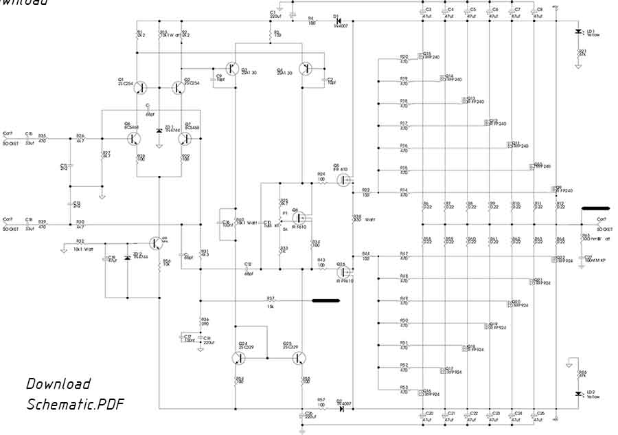 800W Power Amplifier with Mosfet Final Transistor - Electronic Circuit