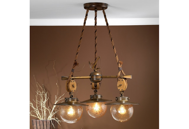 Three Light Nautical Chandelier from the Cadernal Collection