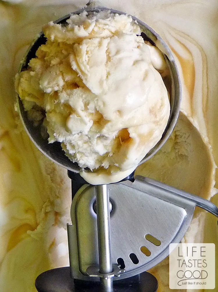 Salted Caramel Ice Cream | by Life Tastes Good is a no churn ice cream you can make in about 5 minutes with just 3 ingredients! #IceCreamWeek #NoChurn