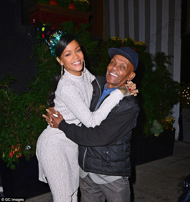  Rihanna celebates grandfather's 86th birthday in New York with family dinner.