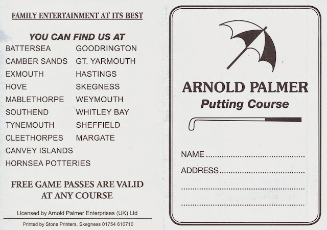 A scorecard from the Arnold Palmer Putting Courses in Skegness