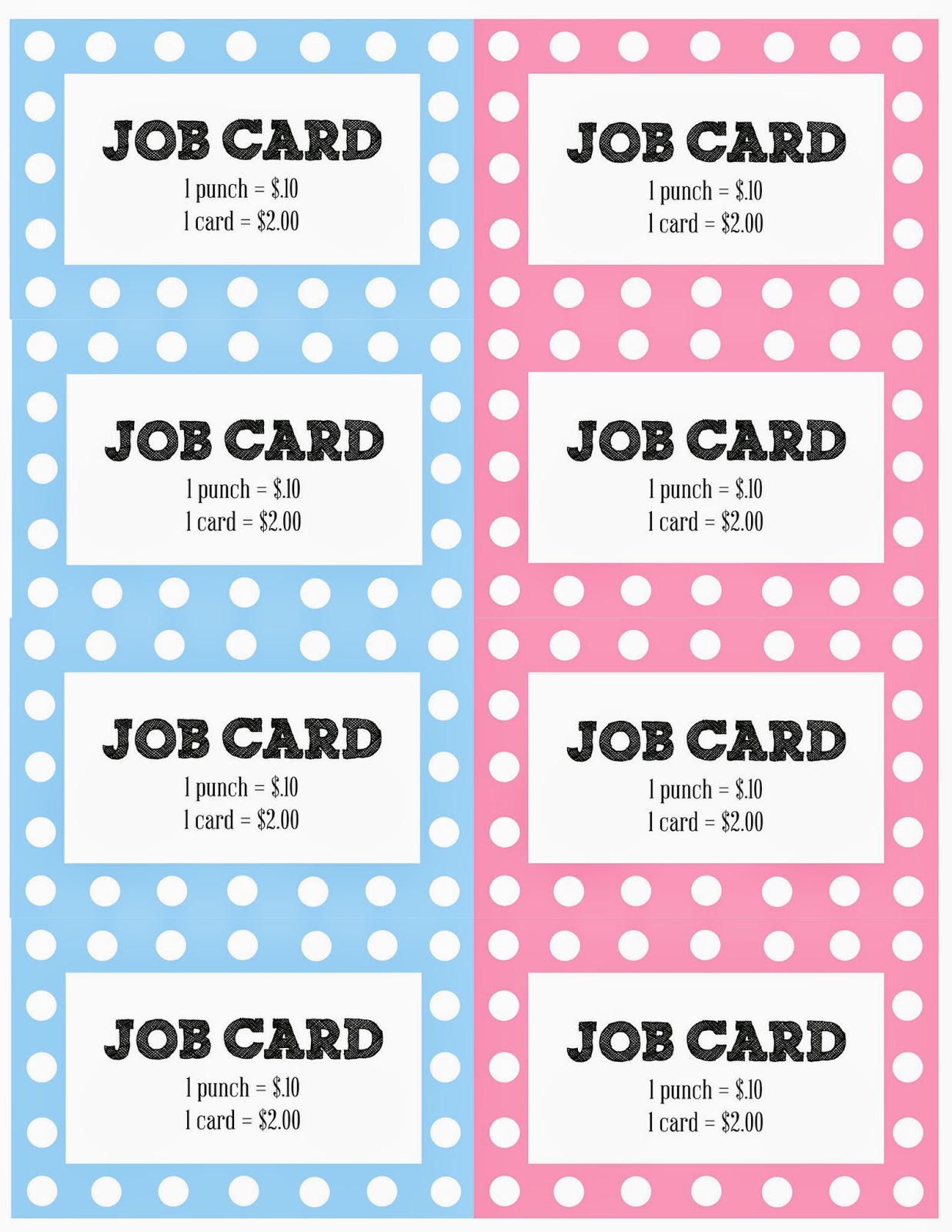 Free Printable Punch Cards