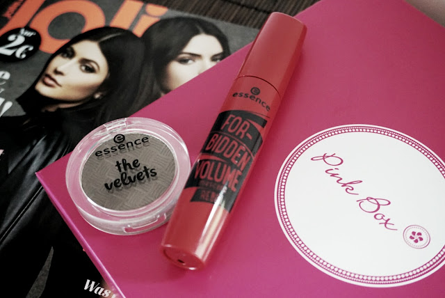 Pinkbox März 2016 essence forbidden volume mascara the velvets lidschatten