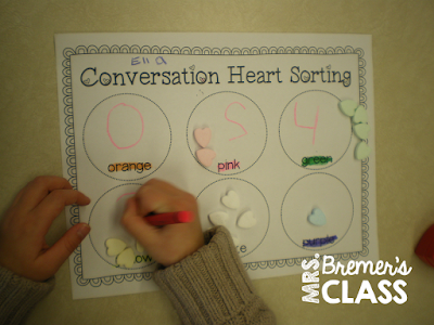 Lots of fun ways to practice math skills during Valentine's Day! Students use conversation hearts to sort, tally, graph, add, compare numbers, count, and more! Packed with fun, hands on activities to build math skills in Kindergarten and First Grade. Common Core aligned. #kindergarten #kindergartenmath #1stgrade #valentinesday #centers #mathcenters #math #conversationhearts