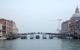 The pontoon bridge across the Grand Canal constructed each year to mark the Festa of Madonna della Salute