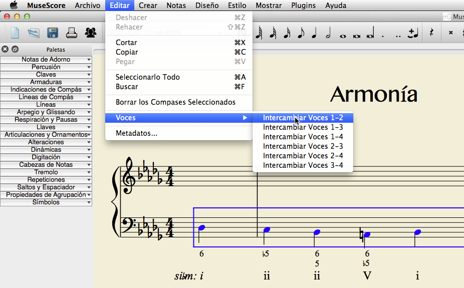 Notación musical con MuseScore Armonía II Escritura a 4 voces con