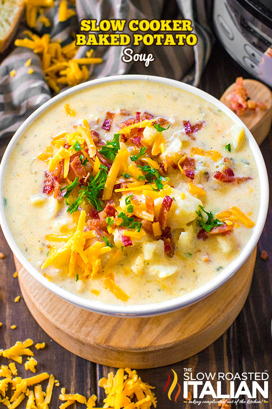 bowl of crockpot potato soup