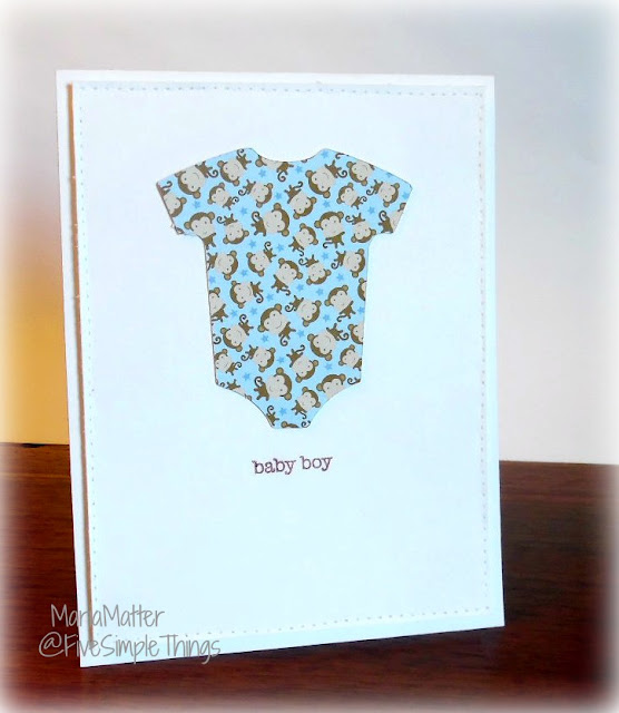CAS baby card made with Cricut, Doodlebug Designs paper, My Favorite Things stamps