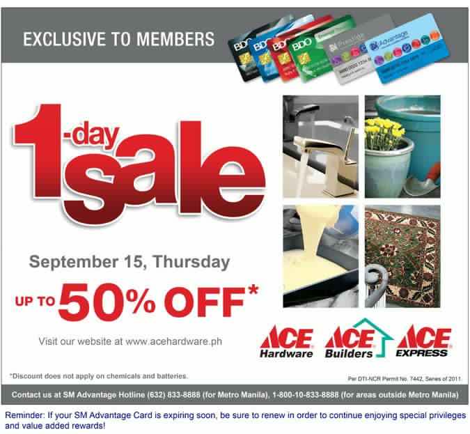 Manila Shopper Ace Hardware SALE for SM Advantage cardholders