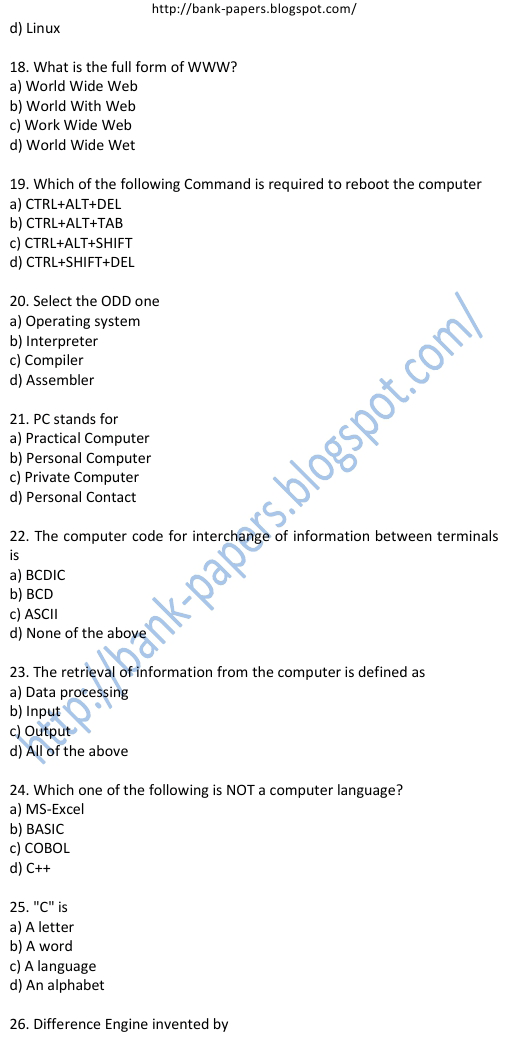 State Bank Of India Sample Question Papers