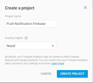 Create New Project in Firebase to Send Notification/Message to the Users