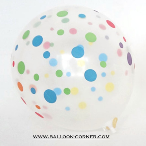 Balon Latex Transparan Polkadot Random Colour