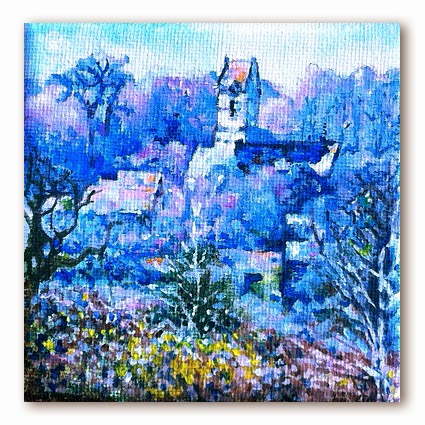  Painting - Montaigu la Brisette by Paint Walk 10 x 10 acrylic on stretched canvas