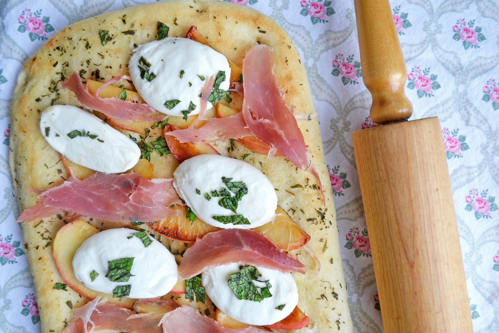 The Staycationer Herbed Focaccia with Caramelized Apples, Prosciutto