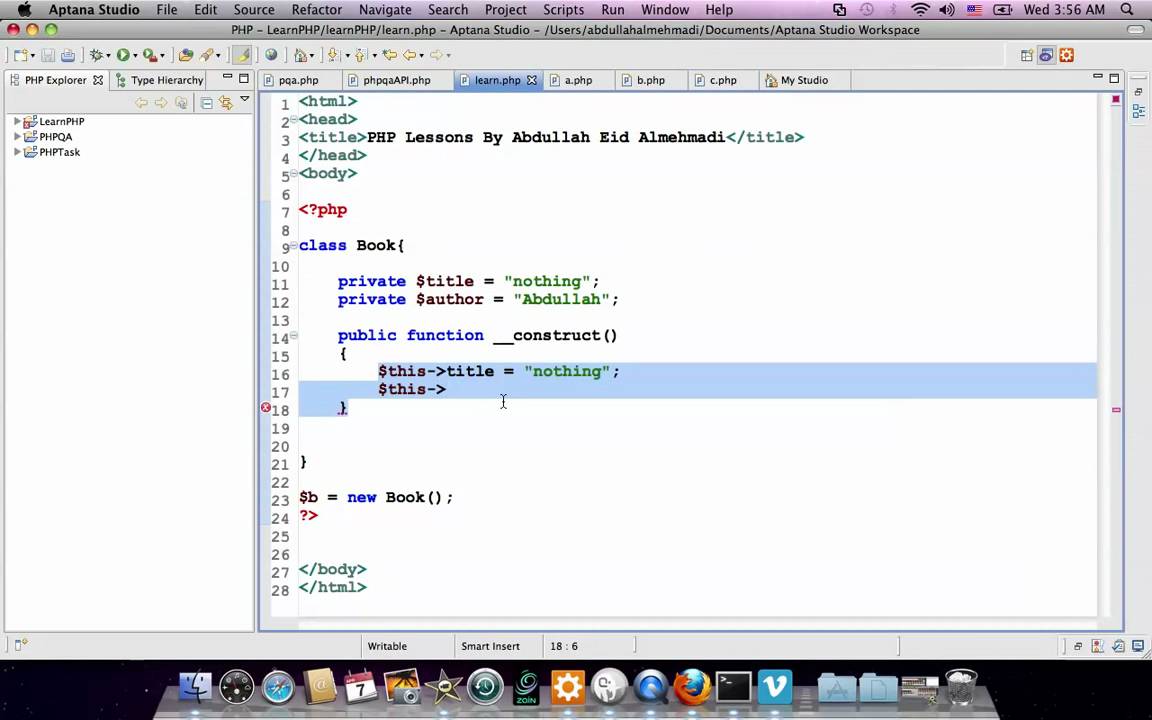 كورس برمجة PHP 101 الحلقة 81 شرح مفهوم Constructor كورسات بالعربي