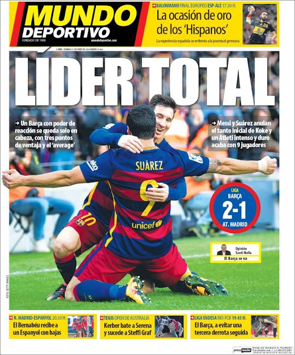 FC Barcelona, Mundo Deportivo: "Líder total"