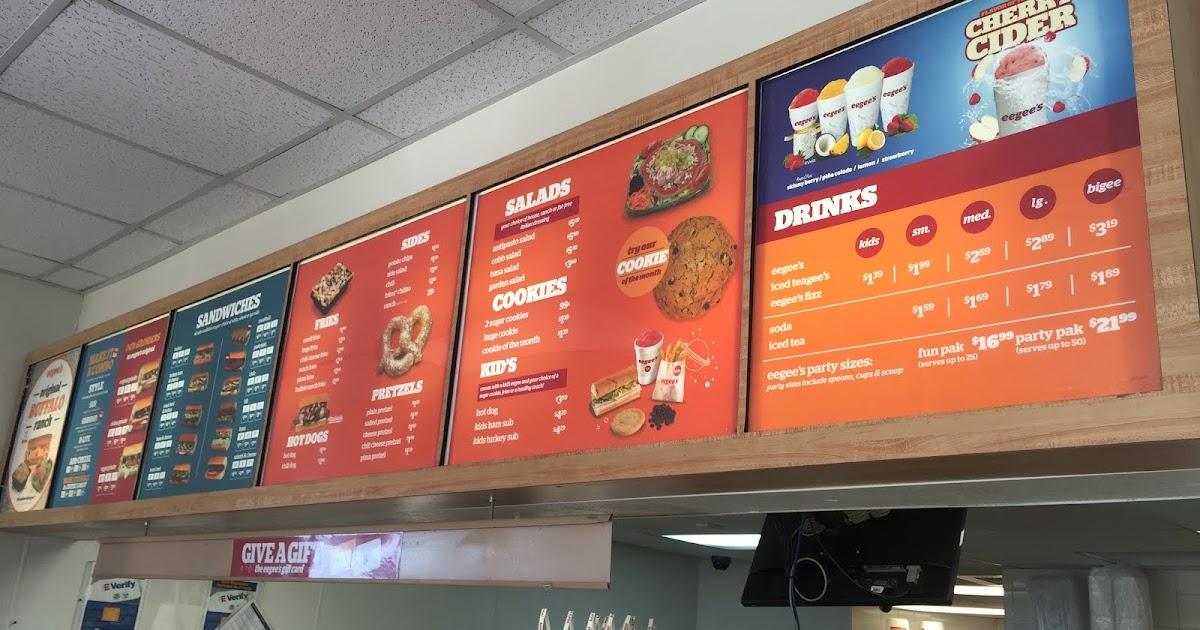 Eegees menu deals