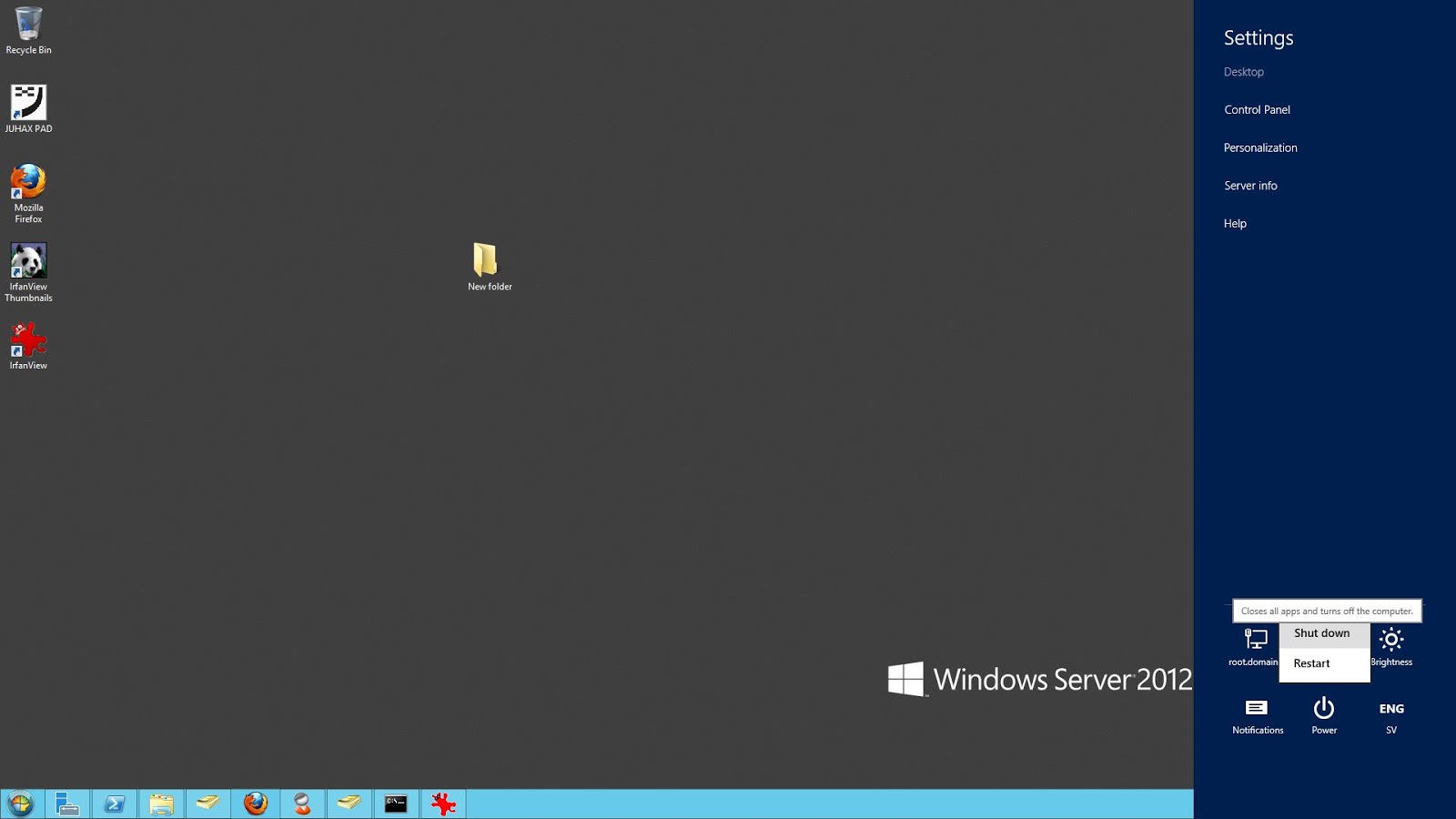 Juha Söderqvist Start menu and shutdown pc Windows Server 2012