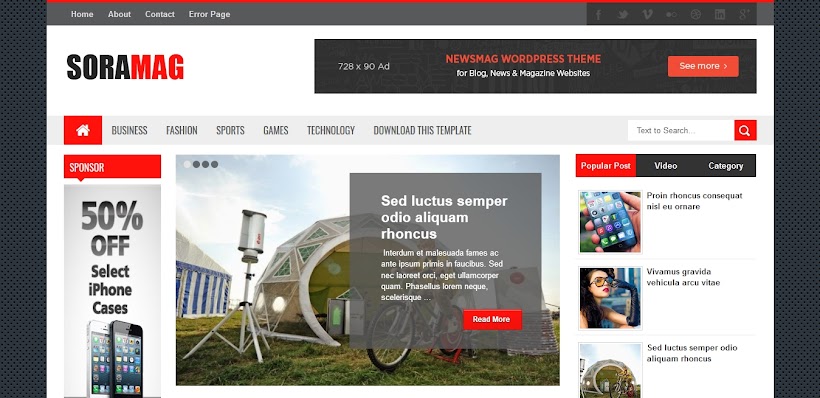 Sora Mag Free Blogger Template