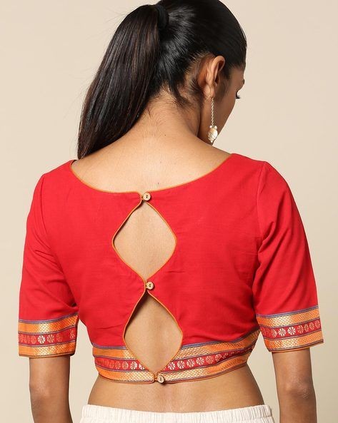 55 Trendy blouse back neck designs with borders for sarees | Bling Sparkle
