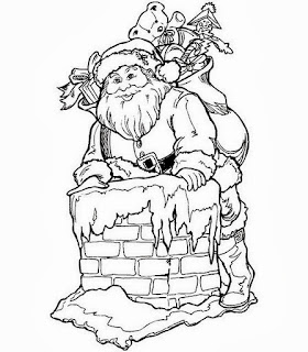 desenho papai noel na chamine