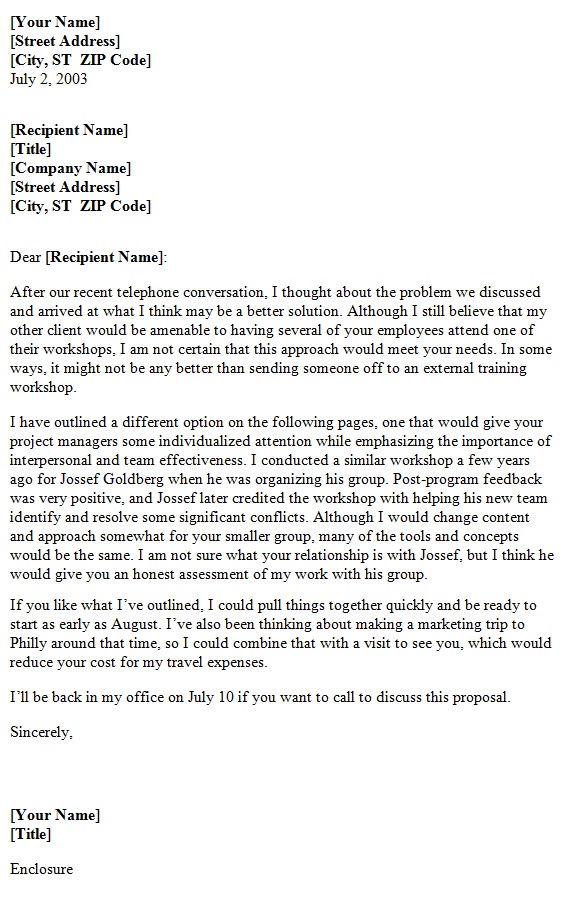 Cover Letter For Proposal Template Sample