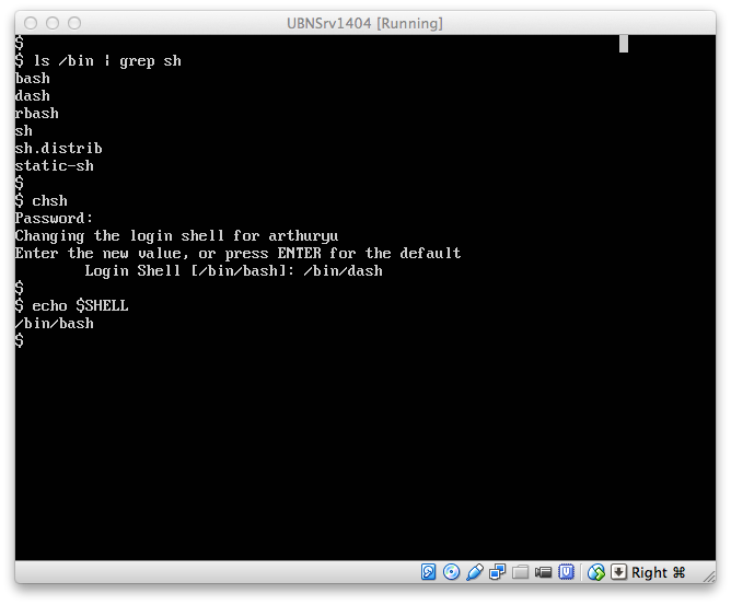 Ubuntu 如何變更使用者預設的 Shell 程式