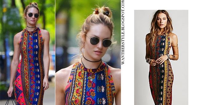 WHAT SHE WORE: Candice Swanepoel in colorful boho maxi printed dress in ...