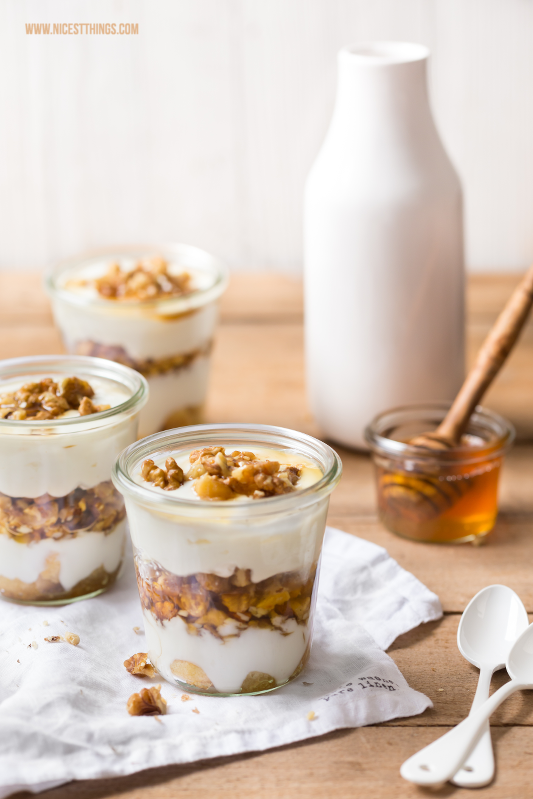 Greek Yogurt Honey Tiramisu With Caramellized Walnuts