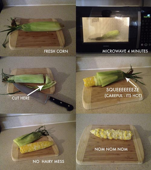 Lori K's Cafe Clean corn on the cob the easy way