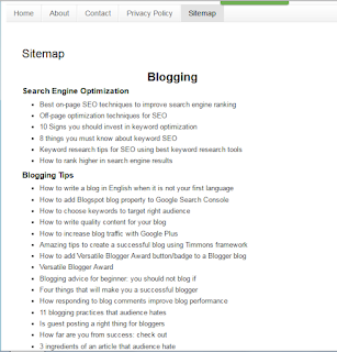 HTML sitemap BlogSpot blog