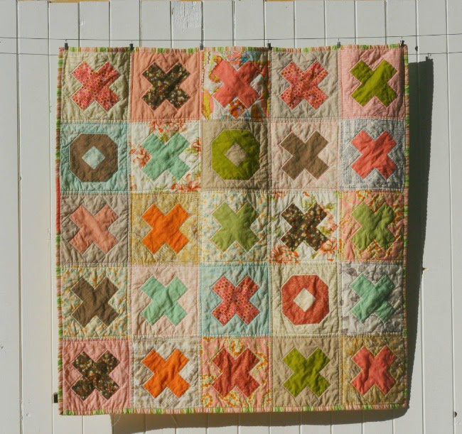 X and O quilt Blue Elephant Stitches