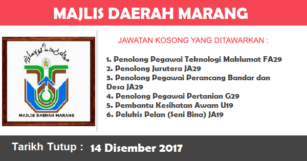 Jawatan Kosong di Majlis Daerah Marang Jawatan Kosong di Majlis Daerah Marang