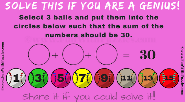 In this baseball Maths addition puzzle your challenge is to select 3 balls to make the sum 30.