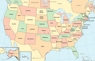 USA Map of 52 States
