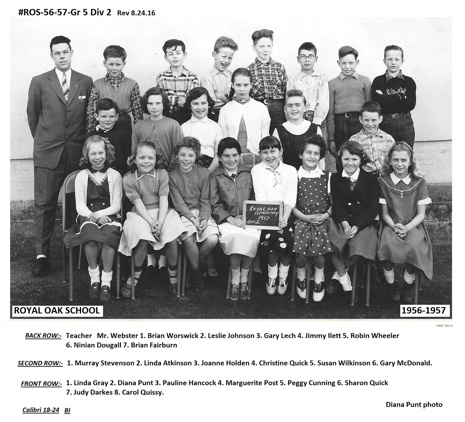 Royal Oak School Yard Class photos from the "1952" Royal Oak School.