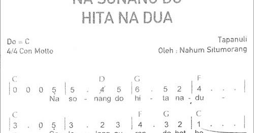 Lirik Lagu Nasonang Do Hita Nadua (Terjemahan Lagu, Not 