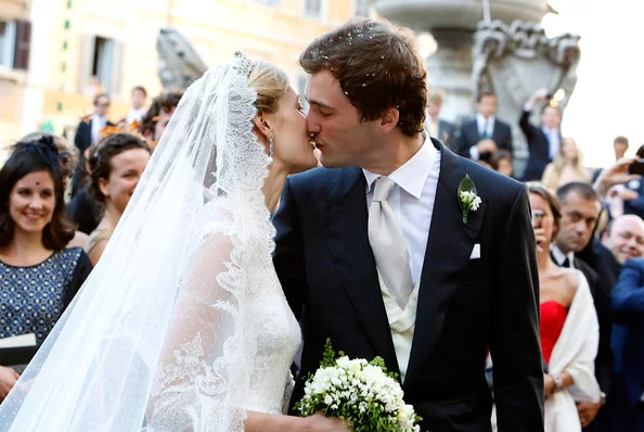 Wedding of Prince Amedeo of Belgium and Elisabetta Maria Rosboch Von Wolkenstein at Basilica Santa Maria in Trastevere in Rome, Italy