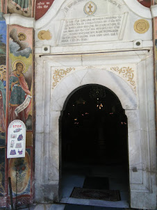Main entrance to Church of  "Assumption of  Virgin Mary".in Rila Monastery.