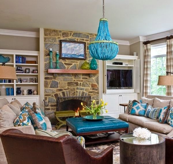 The turquoise chandeliers