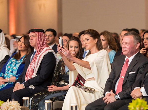 Queen Rania and her daughter Princess Salma attended the national celebrations held at Raghadan Palace