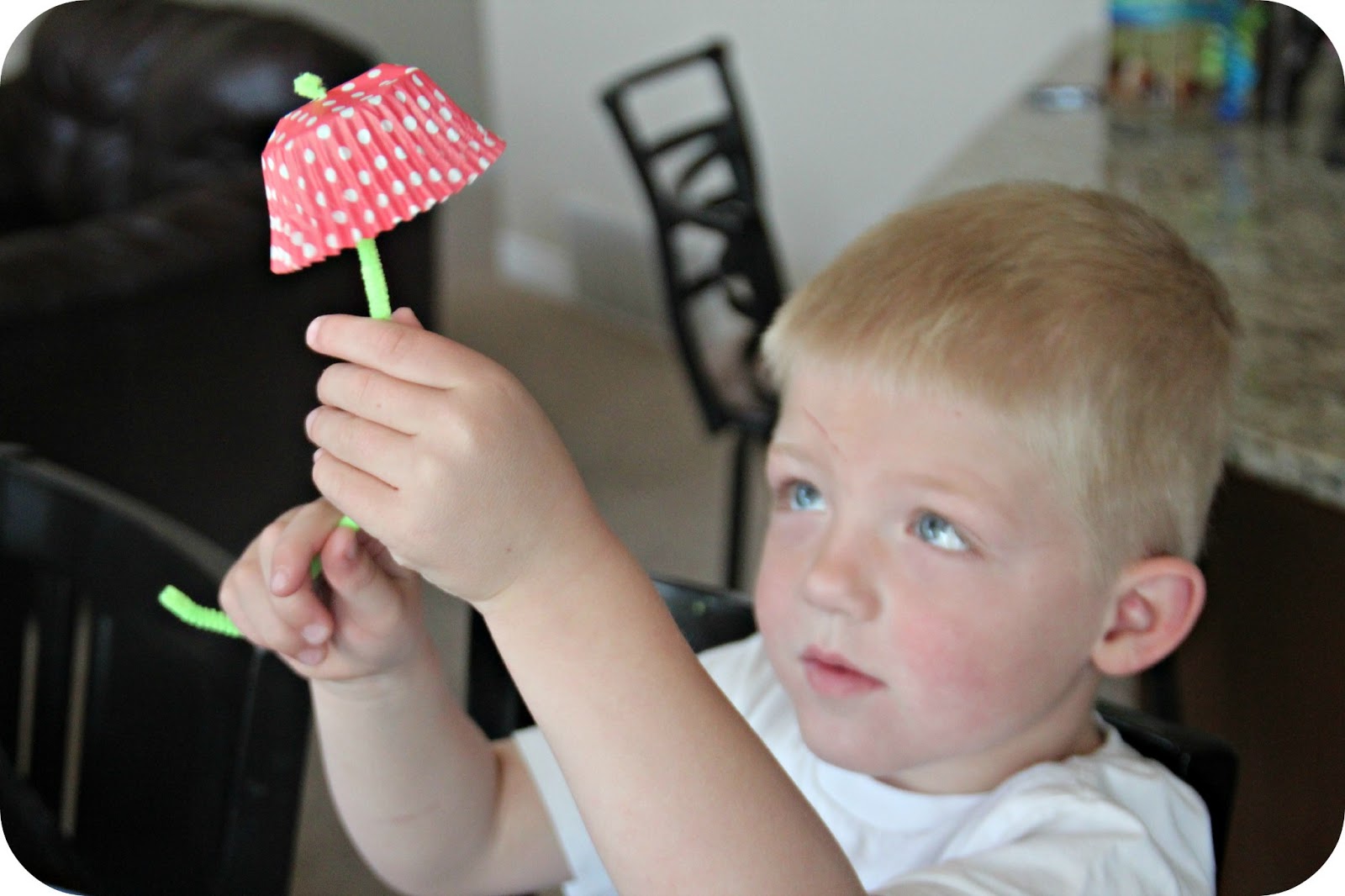 Blue Skies Ahead Cupcake Liner Umbrella Craft...and Healthy "Mud Dip
