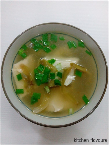 Seafood Rice Cake Soup with Pickled Mustard Greens