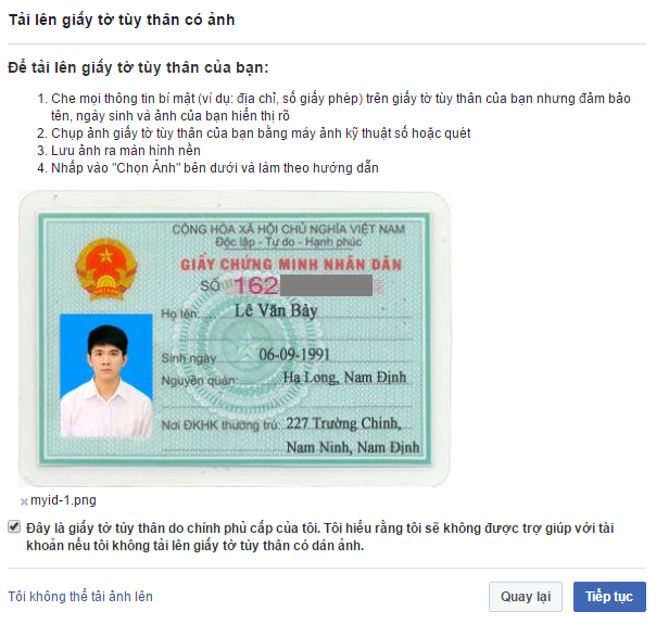 Hướng dẫn xác minh danh tính facebook bằng giấy tờ tùy thân