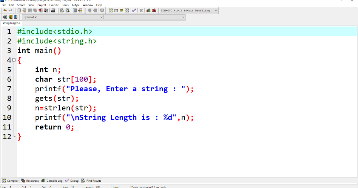 Length of a String using strlen() in C-Language