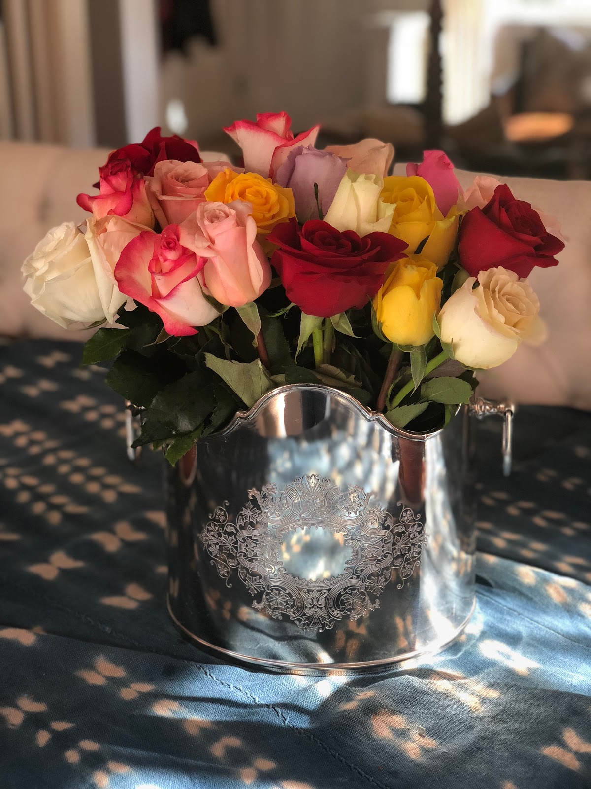 design A Centerpiece Of MultiColor Roses